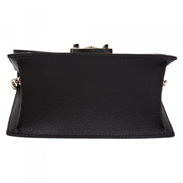 Pre Owned Carolina Herrera Monogram Leather Small Crossbody Bag 