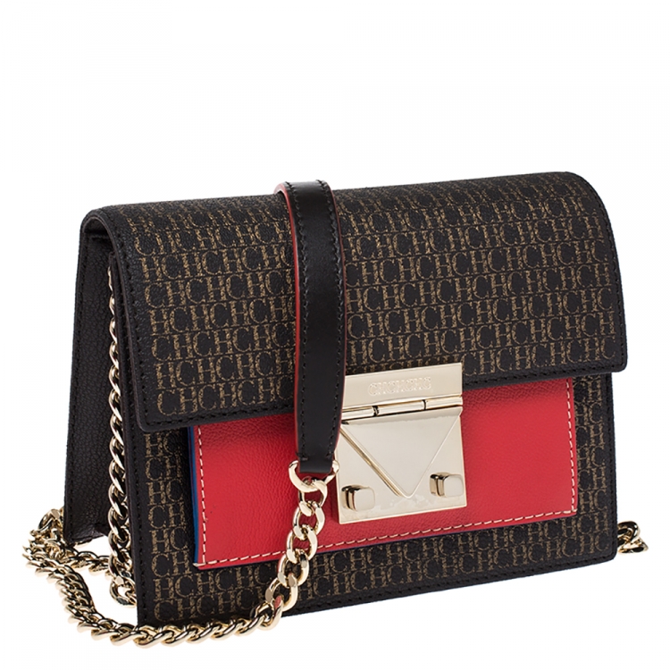 Pre Owned Carolina Herrera Monogram Leather Small Crossbody Bag 