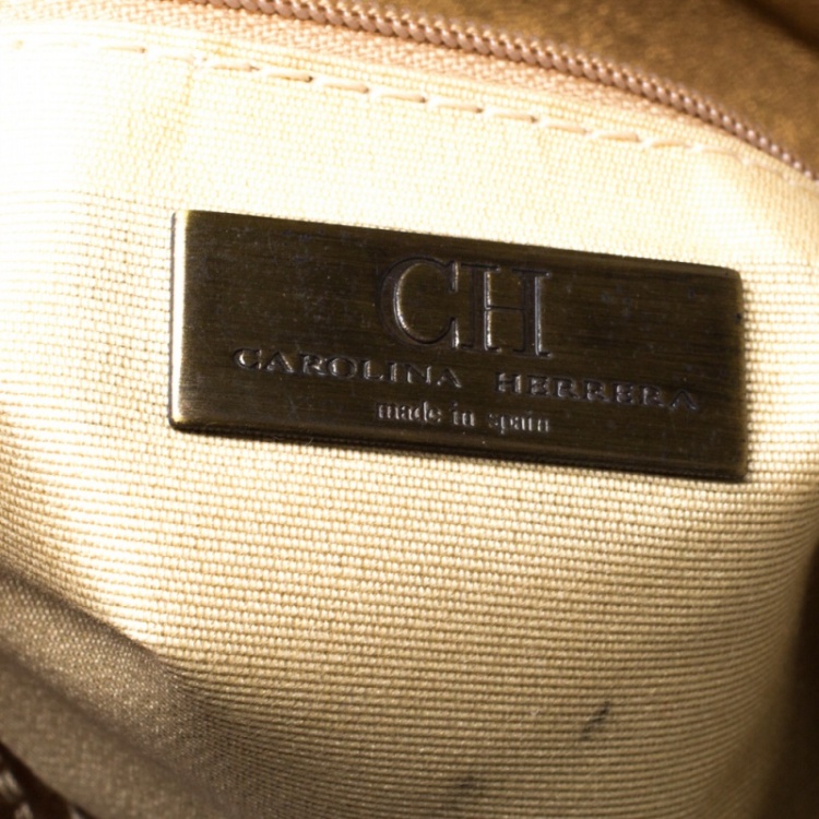 مملوكة مسبقًا Carolina Herrera Gold Leather Flap Shoulder Bag