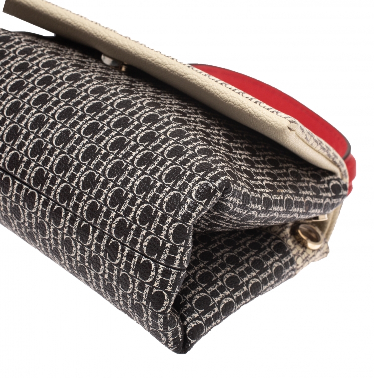 مملوكة مسبقًا Carolina Herrera Multicolor Monogram Coated Canvas and Leather Crossbody Bag