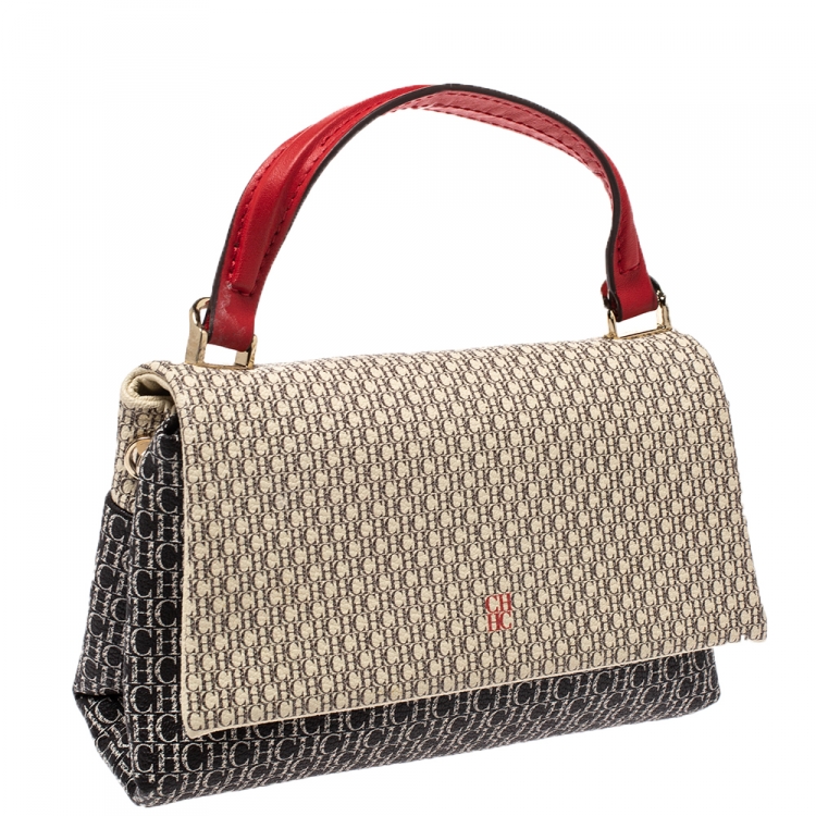 مملوكة مسبقًا Carolina Herrera Multicolor Monogram Coated Canvas and Leather Crossbody Bag