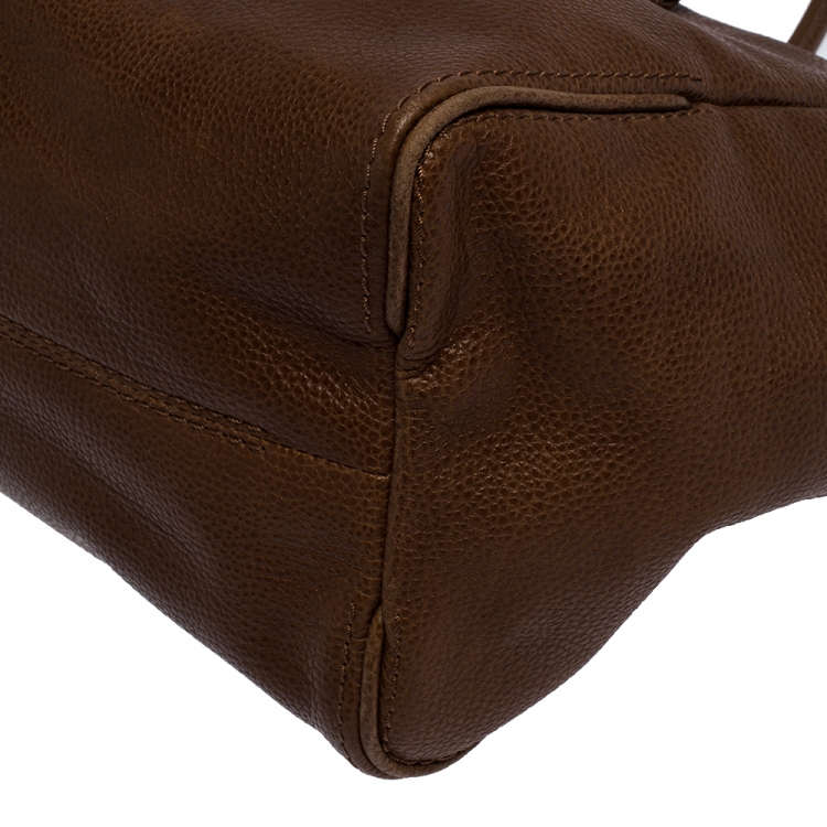 Pre Owned Carolina Herrera Brown Pebbled Leather Satchel