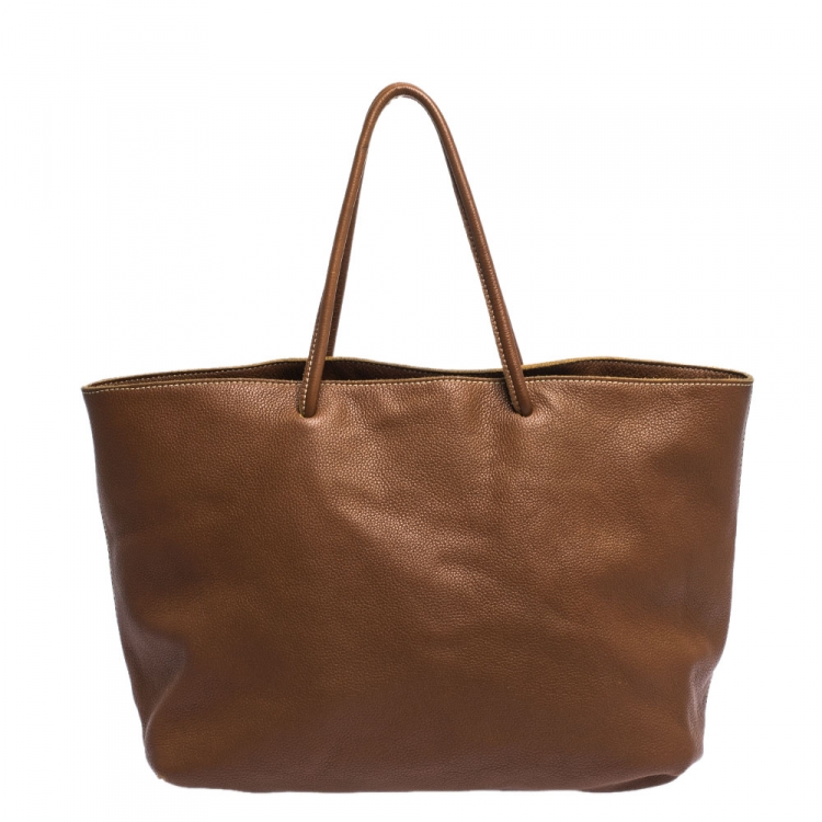 مملوكة مسبقًا Carolina Herrera Brown Leather Shopper Tote