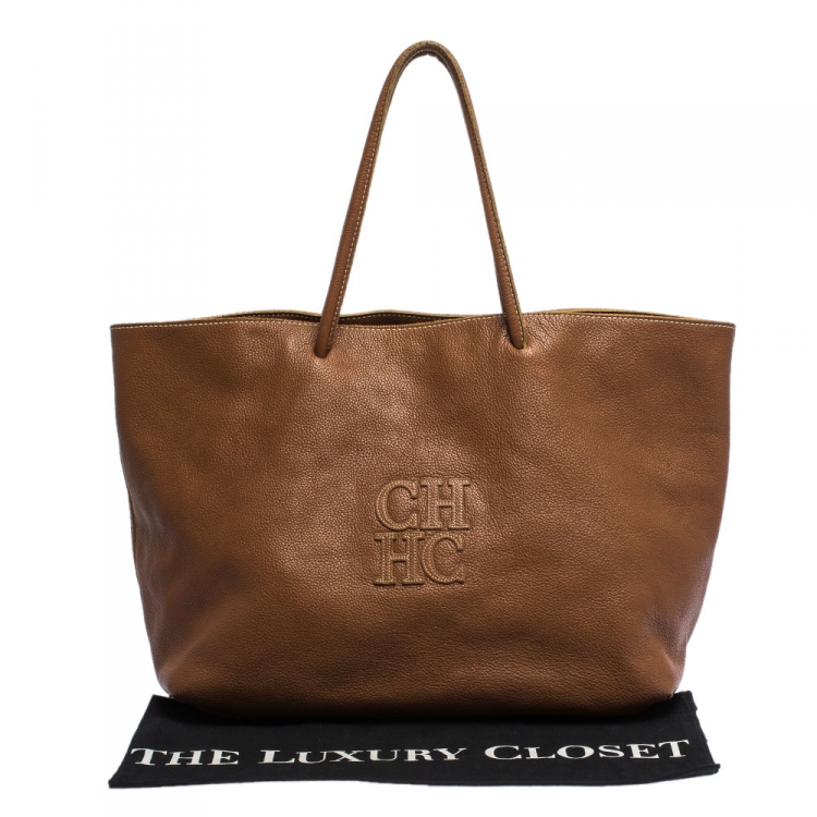 مملوكة مسبقًا Carolina Herrera Brown Leather Shopper Tote