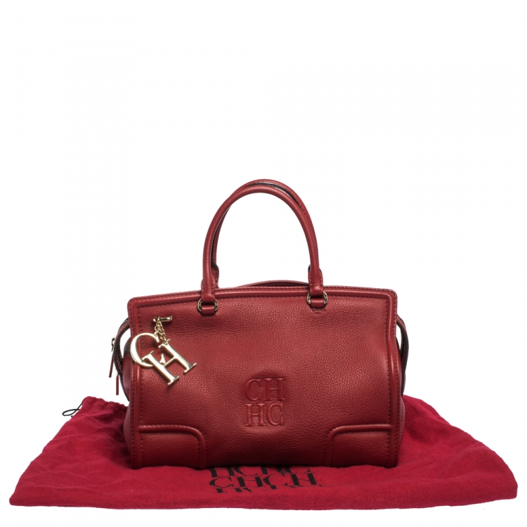 Pre Owned Carolina Herrera Red Leather Satchel
