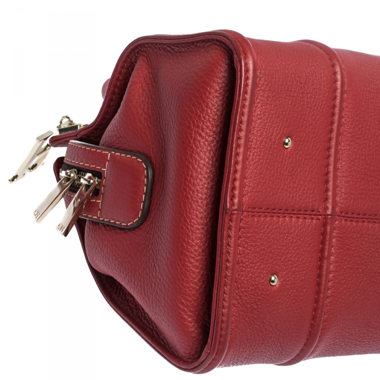 Pre Owned Carolina Herrera Red Leather Satchel