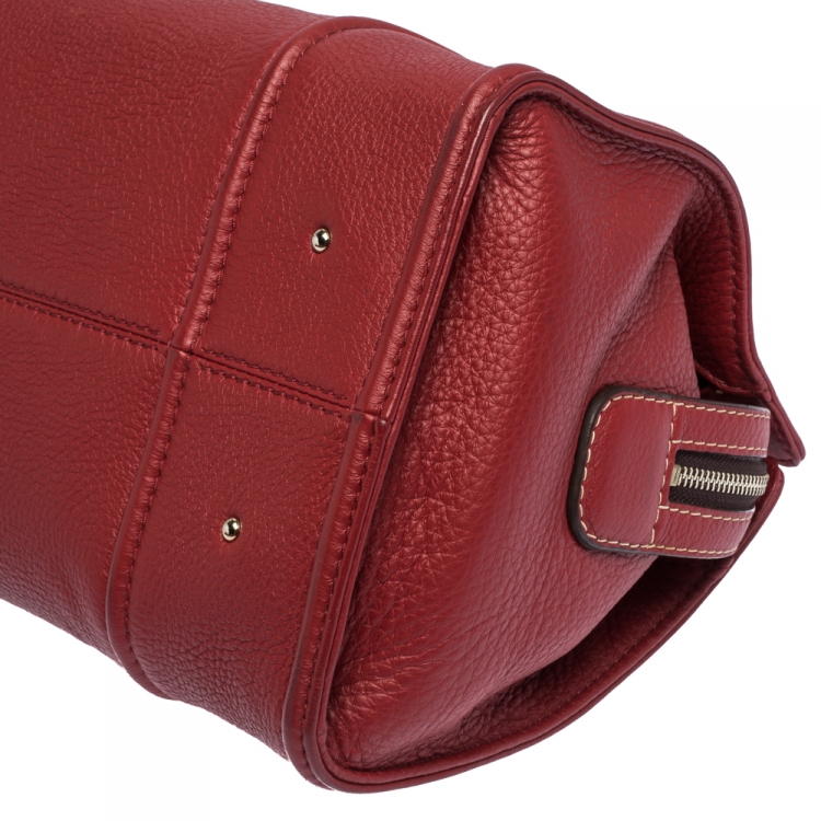 Pre Owned Carolina Herrera Red Leather Satchel