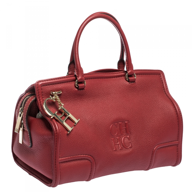 Pre Owned Carolina Herrera Red Leather Satchel