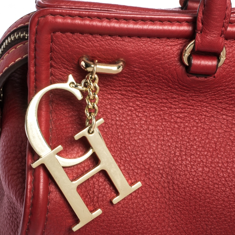 Pre Owned Carolina Herrera Red Leather Satchel