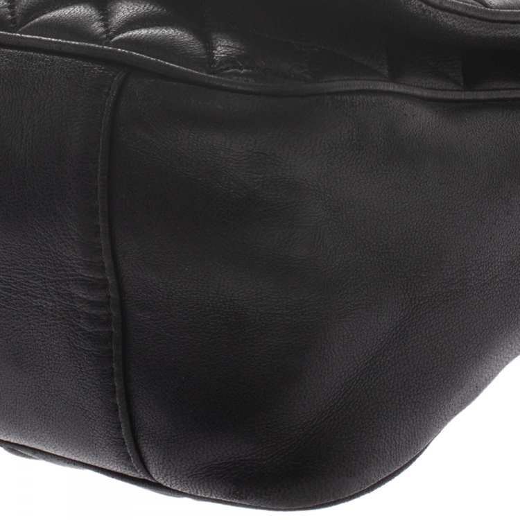 Pre Owned Carolina Herrera Black Quilted Leather Flap Chain Shoulder Bag