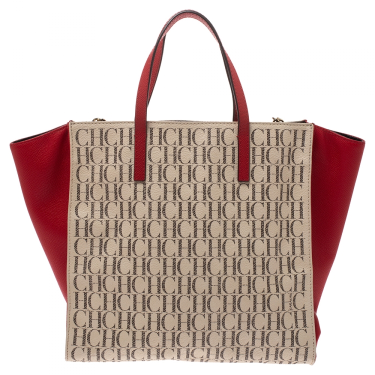 Pre Owned Carolina Herrera Multicolor Coated Canvas Front Pocket Tote