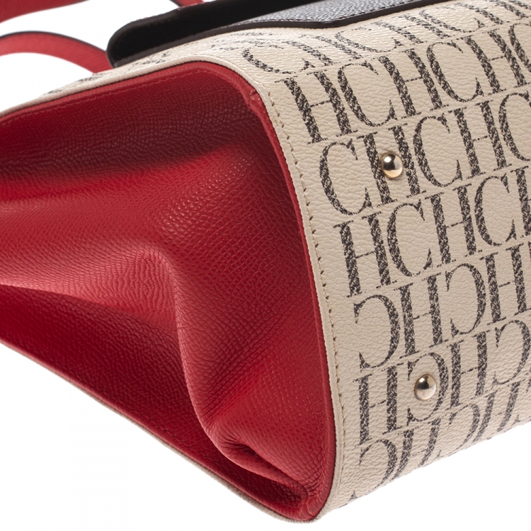 Pre Owned Carolina Herrera Multicolor Coated Canvas Front Pocket Tote