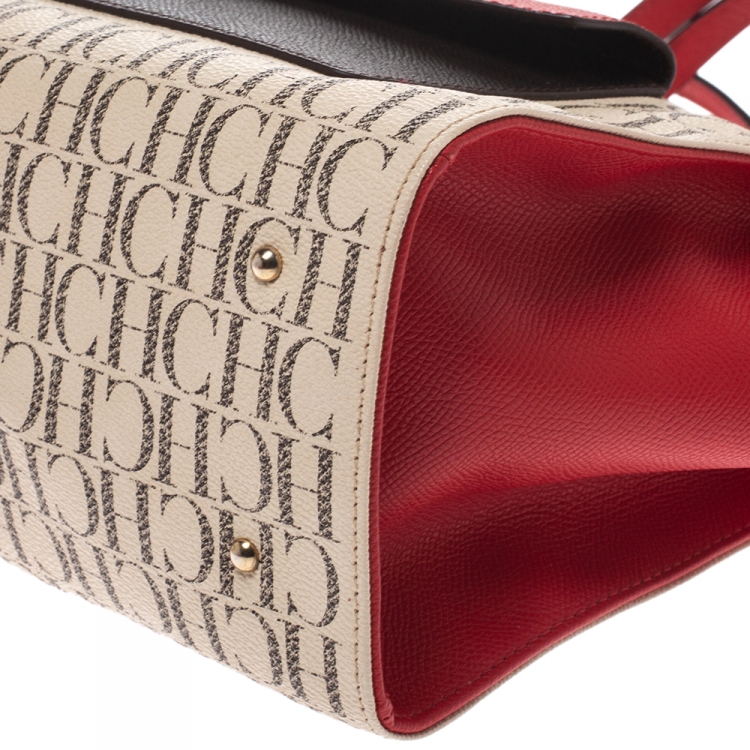 Pre Owned Carolina Herrera Multicolor Coated Canvas Front Pocket Tote