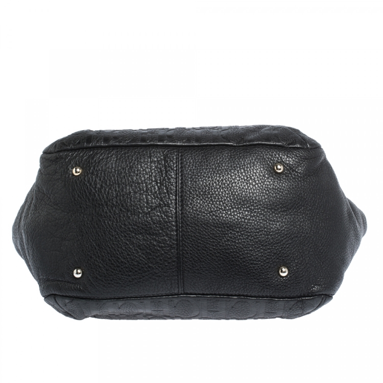 Pre Owned Carolina Herrera Black Monogram Leather Audrey Tote