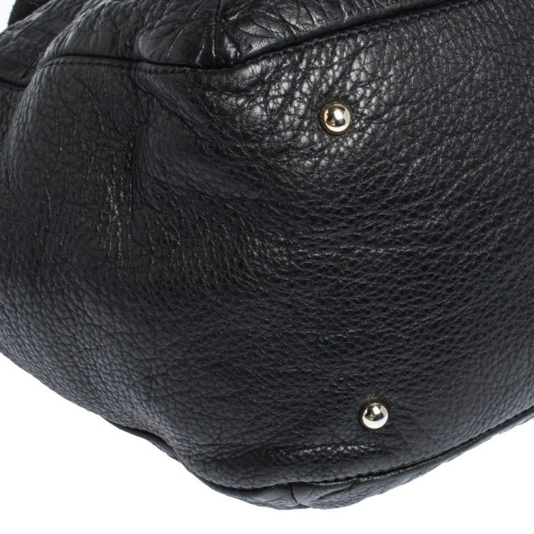 Pre Owned Carolina Herrera Black Monogram Leather Audrey Tote