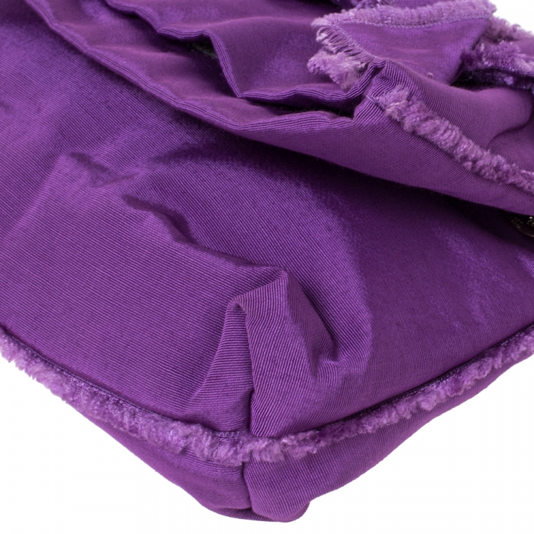 مملوكة مسبقًا Carolina Herrera Purple Fabric Bow Chain Clutch