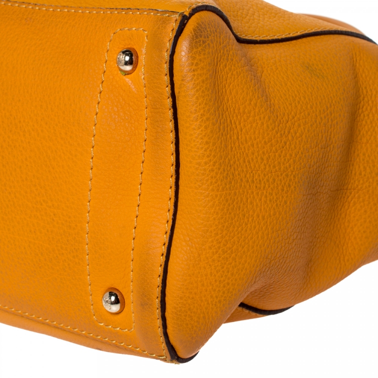 Pre Owned Carolina Herrera Yellow Leather Tote