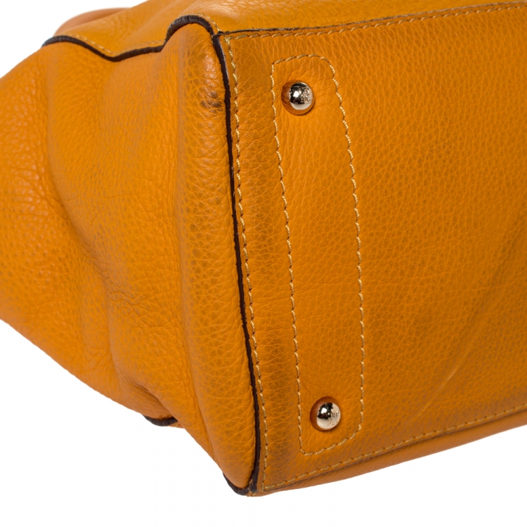 Pre Owned Carolina Herrera Yellow Leather Tote