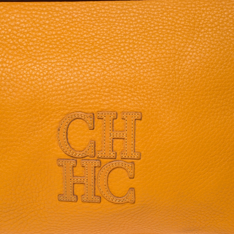Pre Owned Carolina Herrera Yellow Leather Tote