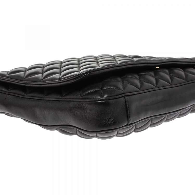 مملوكة مسبقًا Carolina Herrera Black Quilted Leather Flap Chain Shoulder Bag
