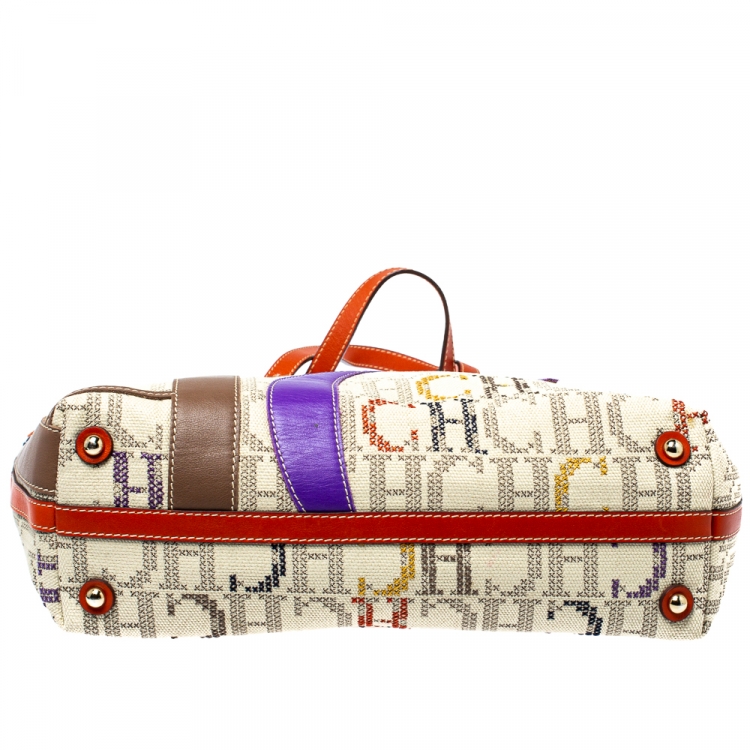 Pre Owned Carolina Herrera Multicolor Monogram Canvas and Leather Tote