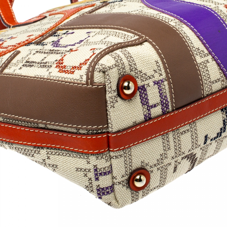 Pre Owned Carolina Herrera Multicolor Monogram Canvas and Leather Tote