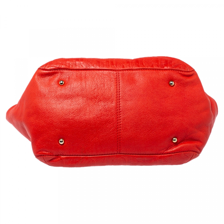 مملوكة مسبقًا CH Carolina Herrera Red Monogram Leather Audrey Tote