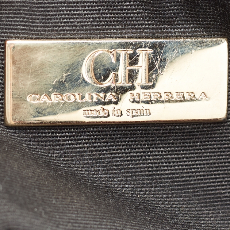 Pre Owned CH Carolina Herrera Black Monogram Leather Audrey Shoulder Bag