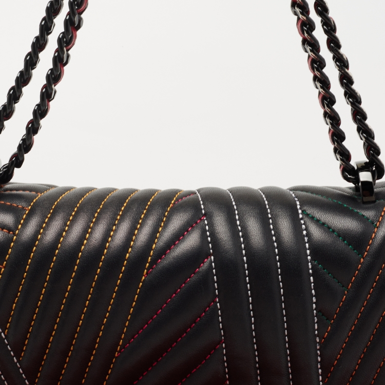 Pre Owned CH Carolina Herrera Black Quilted Leather Shoulder Bag