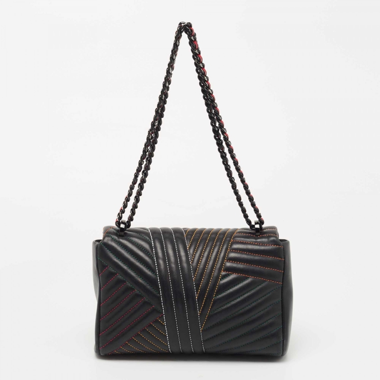 Pre Owned CH Carolina Herrera Black Quilted Leather Shoulder Bag
