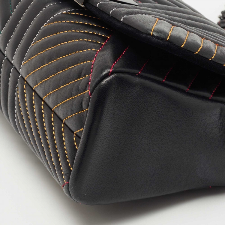 Pre Owned CH Carolina Herrera Black Quilted Leather Shoulder Bag