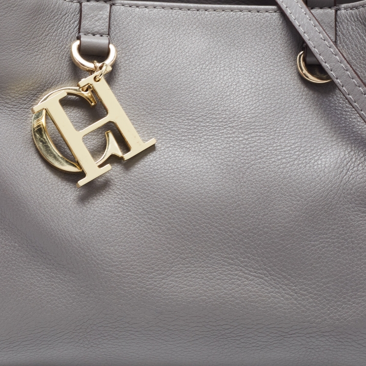 Pre Owned CH Carolina Herrera Grey Leather Tote