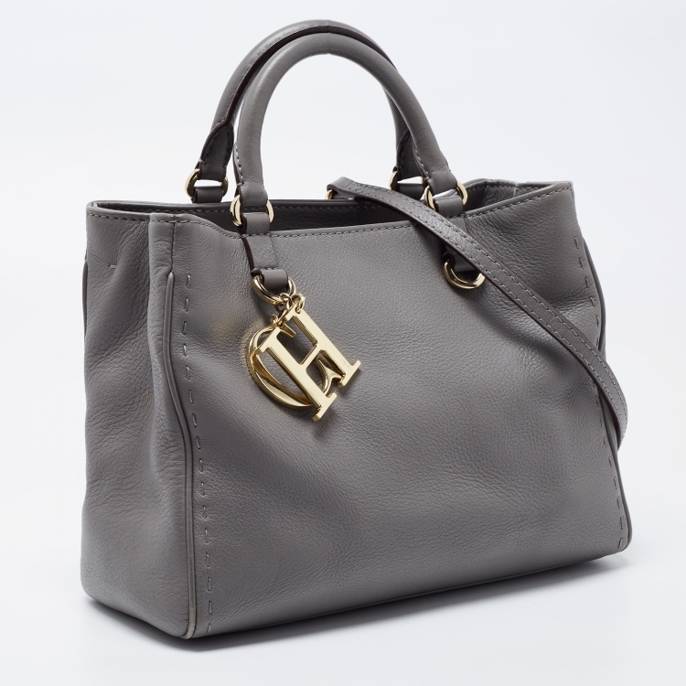 Pre Owned CH Carolina Herrera Grey Leather Tote