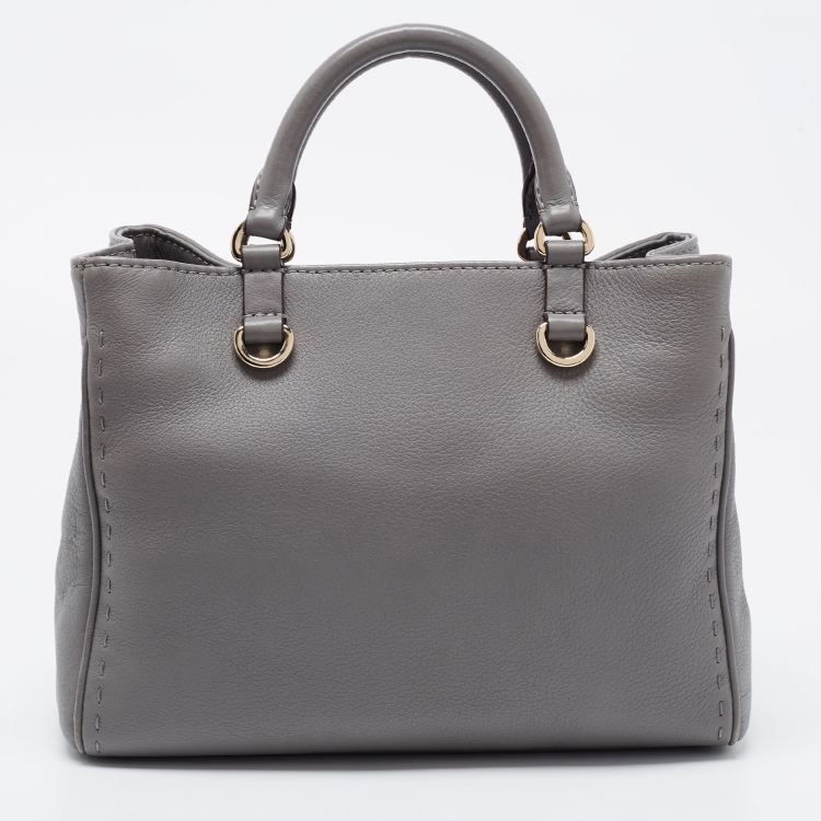 Pre Owned CH Carolina Herrera Grey Leather Tote