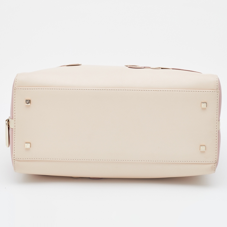 مملوكة مسبقًا CH Carolina Herrera Beige/Pink Leather Applique Studded Boston Bag 