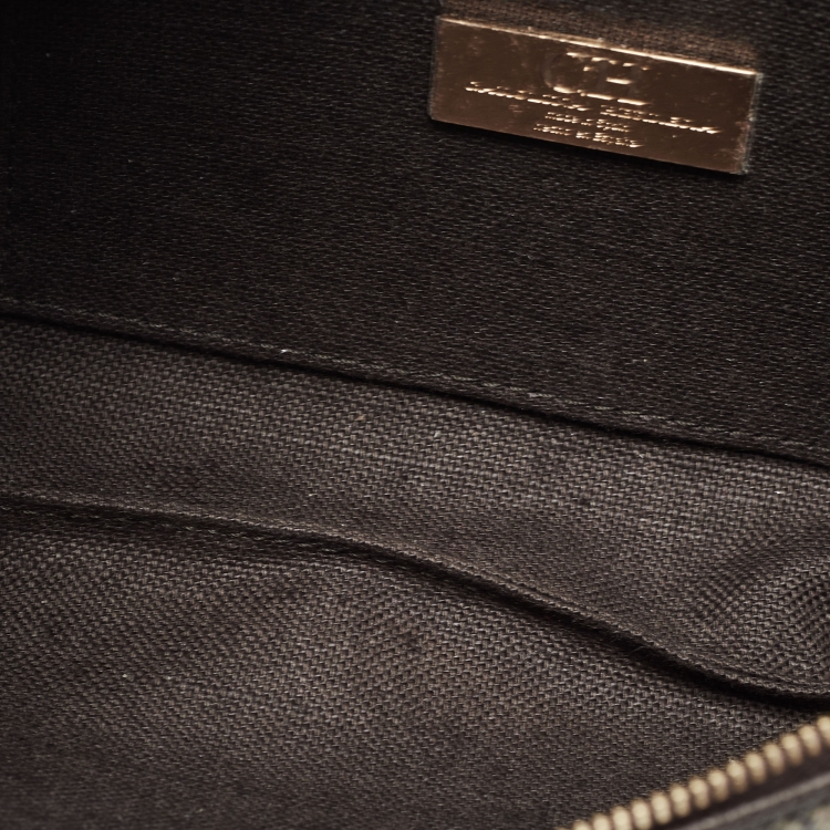 Pre Owned CH Carolina Herrera Dark Brown/Multicolor Signature Canvas Medium Inro Crossbody bag