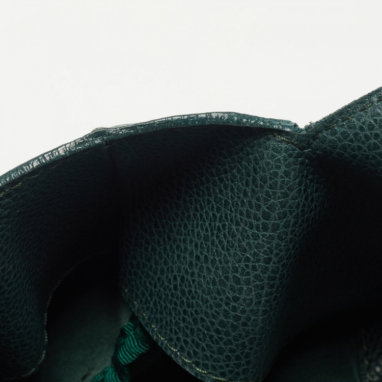 Pre Owned CH Carolina Herrera Green Leather Flap Tote