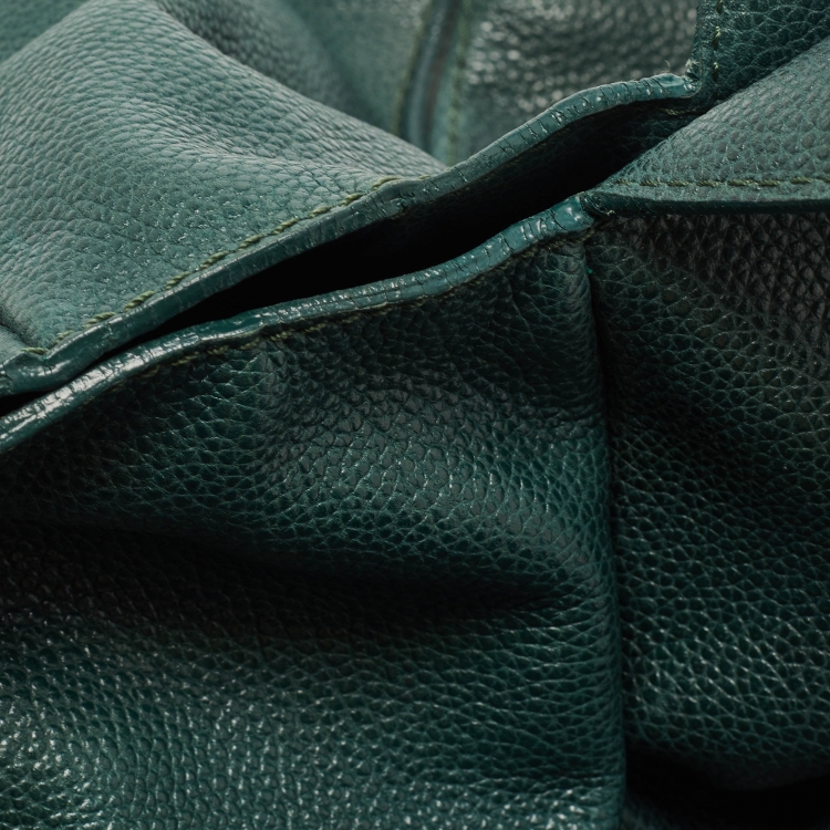 Pre Owned CH Carolina Herrera Green Leather Flap Tote