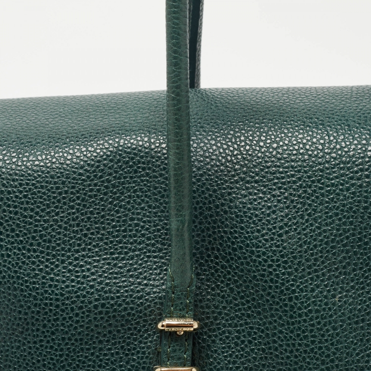 Pre Owned CH Carolina Herrera Green Leather Flap Tote