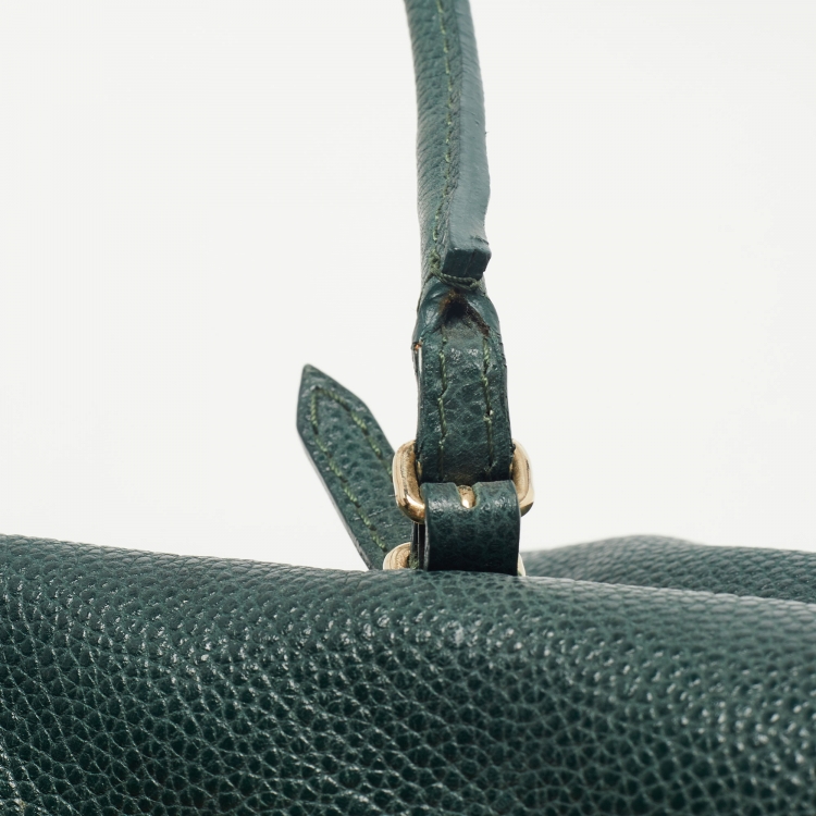 Pre Owned CH Carolina Herrera Green Leather Flap Tote