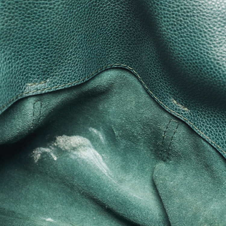 Pre Owned CH Carolina Herrera Green Leather Flap Tote