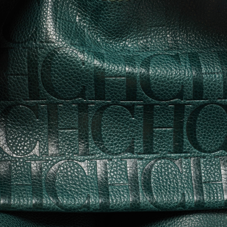 Pre Owned CH Carolina Herrera Green Leather Flap Tote