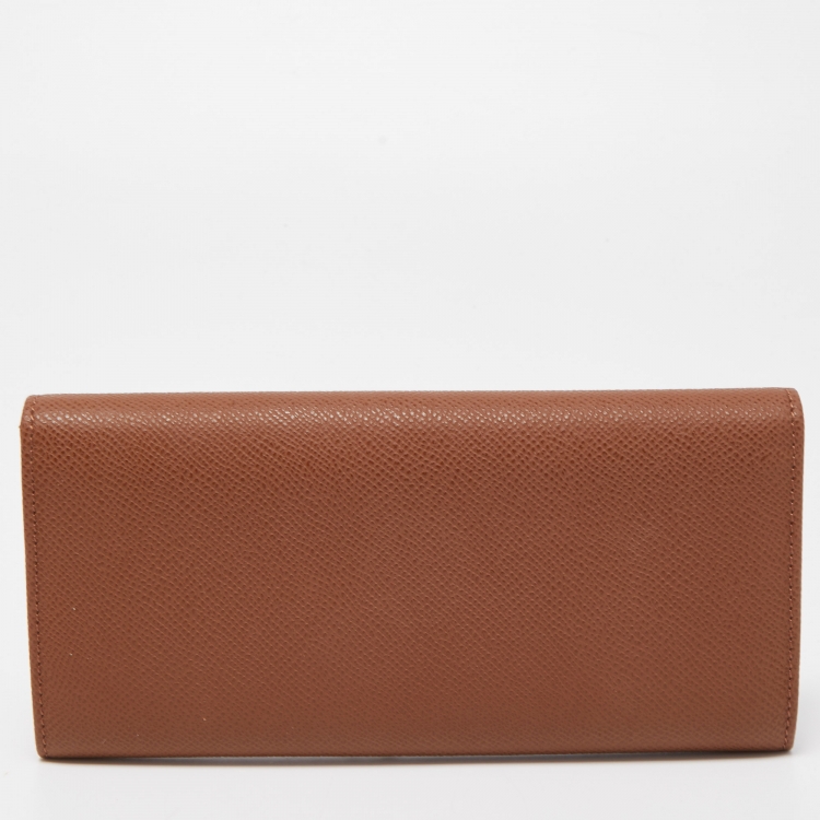 Pre Owned CH Carolina Herrera Brown Leather Continental Wallet