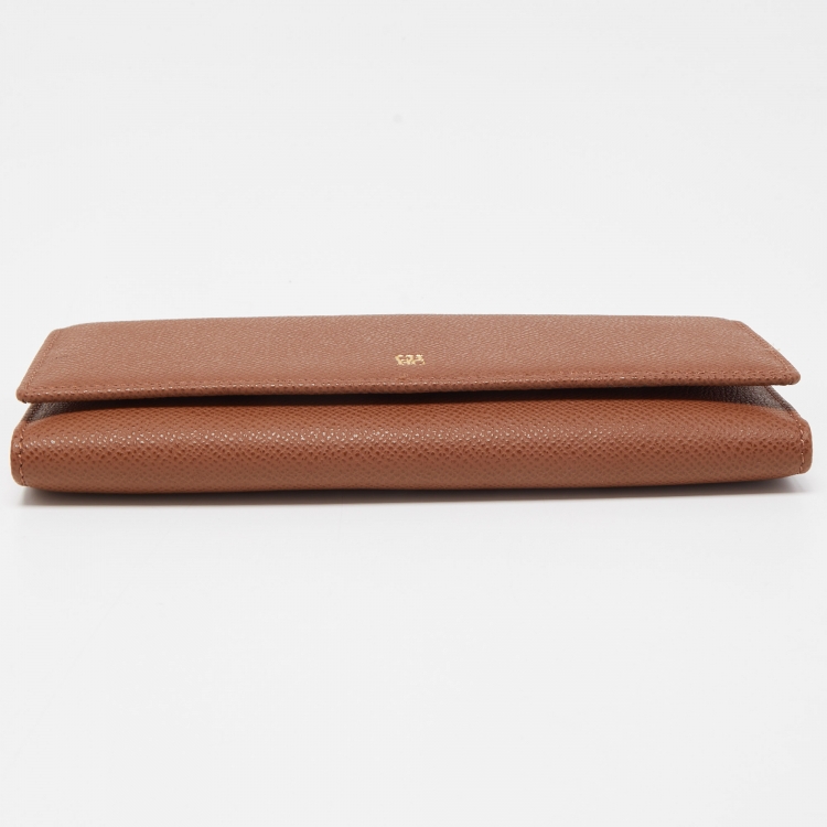 Pre Owned CH Carolina Herrera Brown Leather Continental Wallet