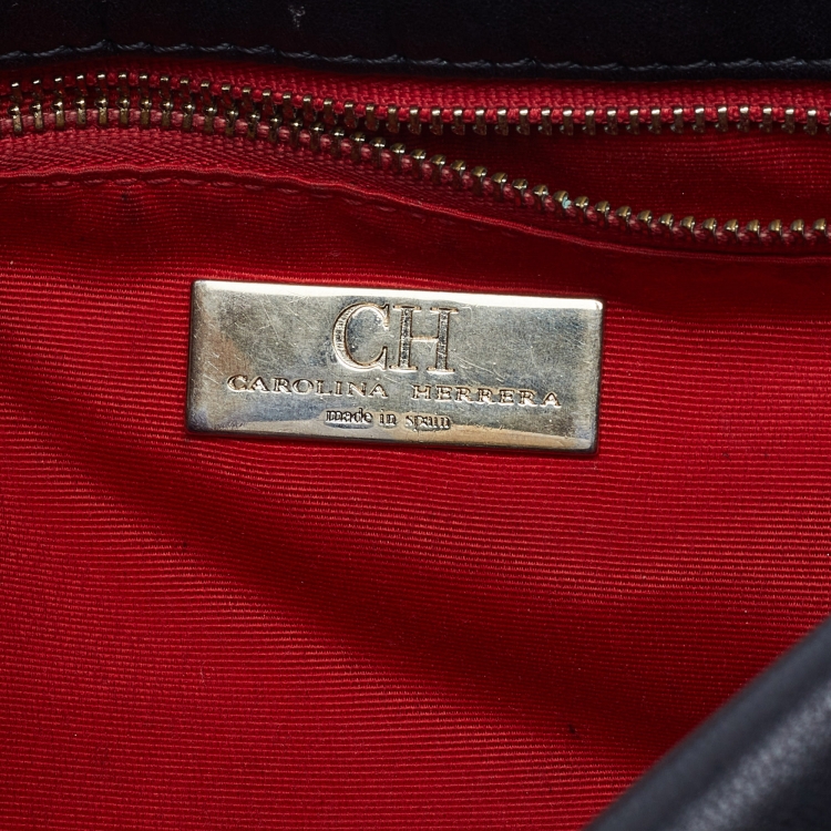 Pre Owned CH Carolina Herrera Blue Quilted Leather Flap Shoulder Bag