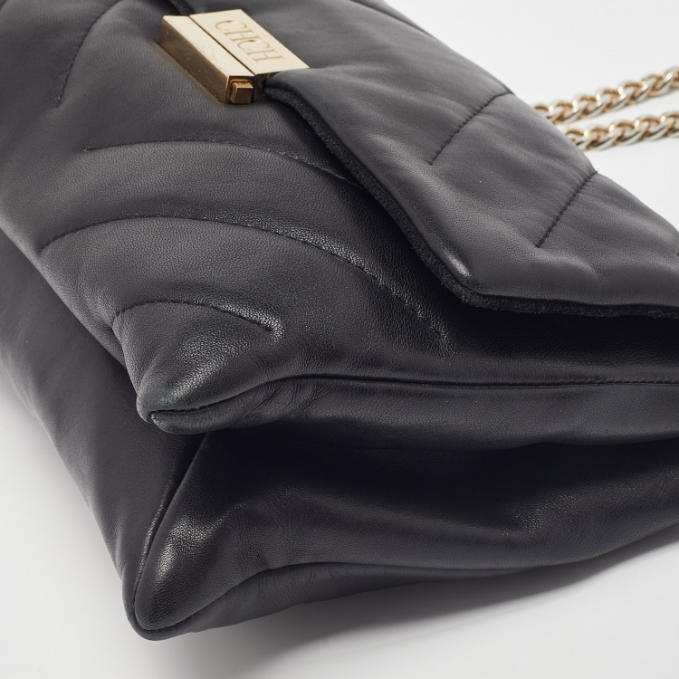 Pre Owned CH Carolina Herrera Blue Quilted Leather Flap Shoulder Bag