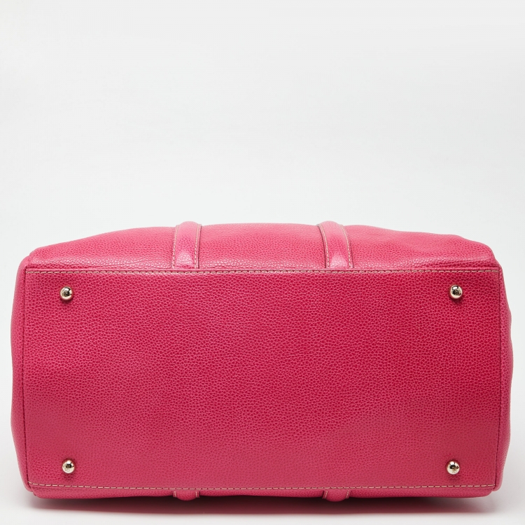 Pre Owned CH Carolina Herrera Pink Grained Leather Matteo Tote