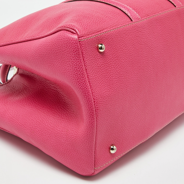Pre Owned CH Carolina Herrera Pink Grained Leather Matteo Tote