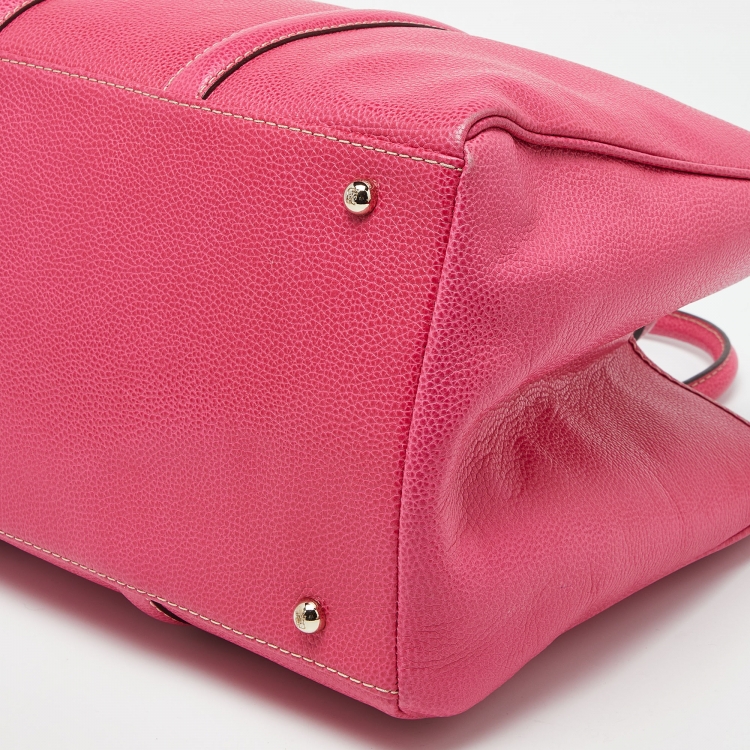Pre Owned CH Carolina Herrera Pink Grained Leather Matteo Tote