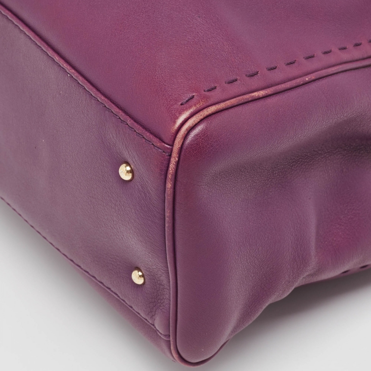 Pre Owned CH Carolina Herrera Purple Leather Charm Tote